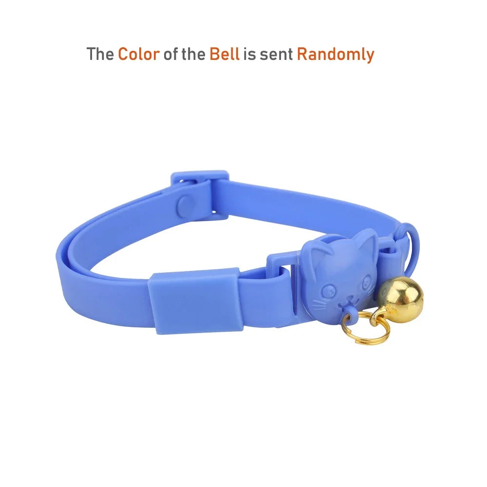 Pet Cat Bell Collar Dog Necklace PVC Waterproof Adjustable Kitten Candy Color Collar Festival Grooming Decorate Pet Supplies - Good Vibrations