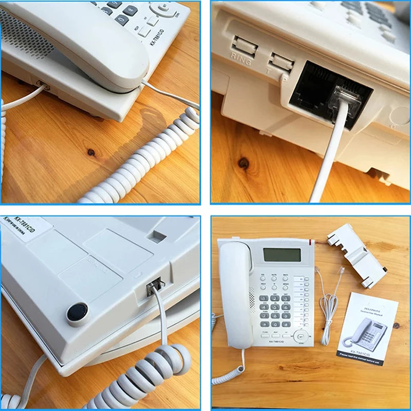 Desktop Corded Telephone, Wired Landline Phone for Home/Hotel/Office, Handsfree, with Blue Backlit, Caller ID, in English Good Vibrations