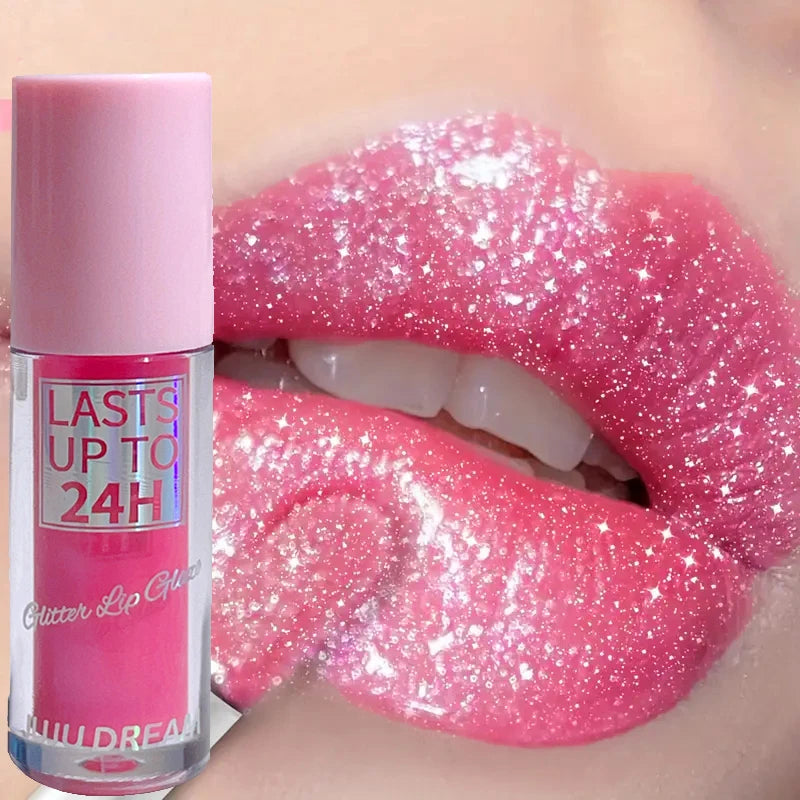 Flowing light Glitter Lip Glaze Long Lasting Lip Gloss Waterproof Liquid Lipstick Makeup Lip Oil Lip Tint Moisturizing Good Vibrations