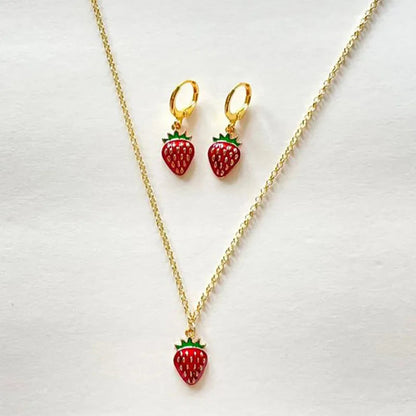 strawberry jewelry necklace earrings set y2k indie jewelry Good Vibrations Adult Super Store