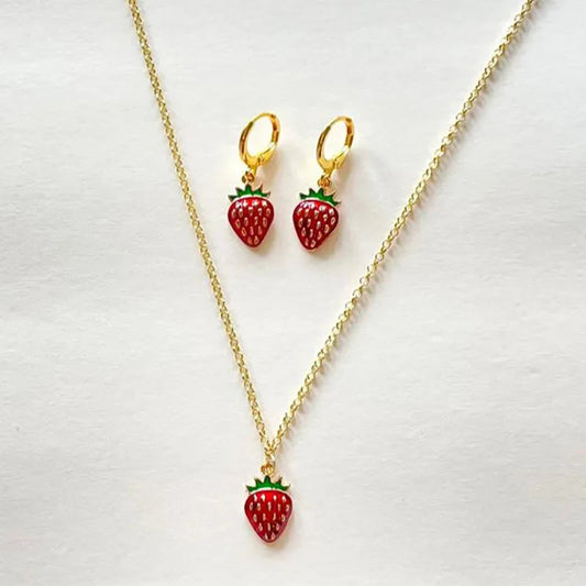 strawberry jewelry necklace earrings set y2k indie jewelry Good Vibrations Adult Super Store