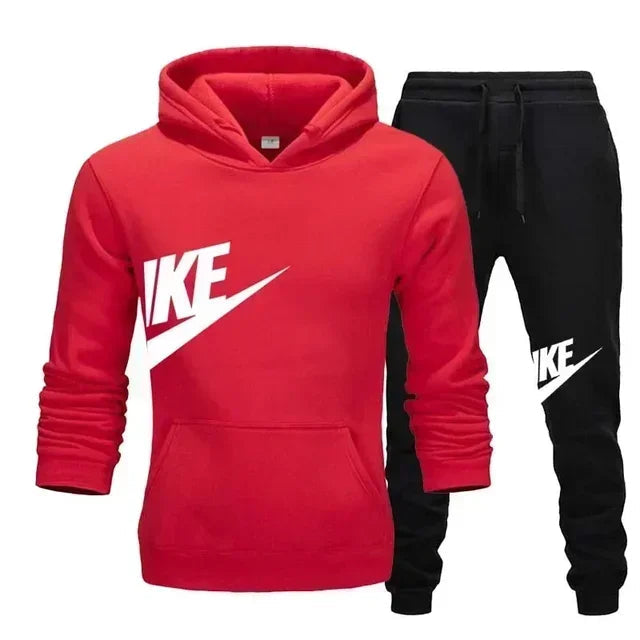 A new autumn and winter men's casual sportswear set of 2-piece hooded sweatshirt and long pants for outdoor fashionable jogging Good Vibrations