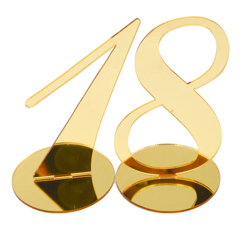 1PC Gold Silver Table Number with Holder Elegant Mirror Table Number Sign Seat Card For Wedding Birthday Party Anniversary Event Good Vibrations