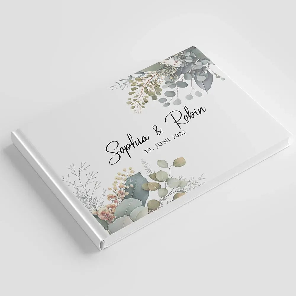 Personalized Wedding White Guest Book Simple Elegant Wedding Reception Signing Book Hardback Couples Keepsake Book Good Vibrations