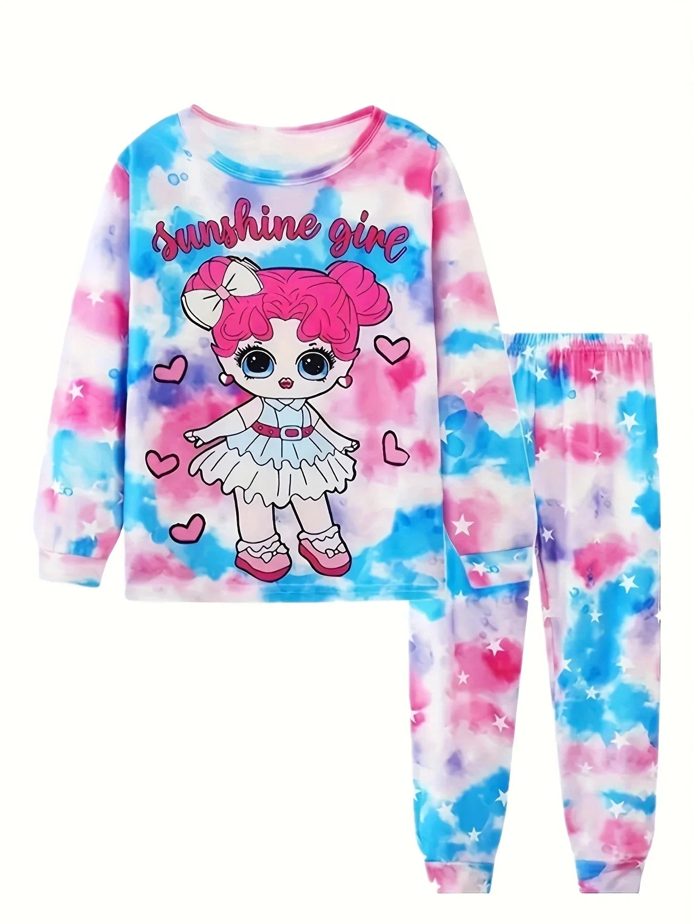 Girls Unicorn Cartoon Long Sleeve Pajamas Two Piece Set Good Vibrations
