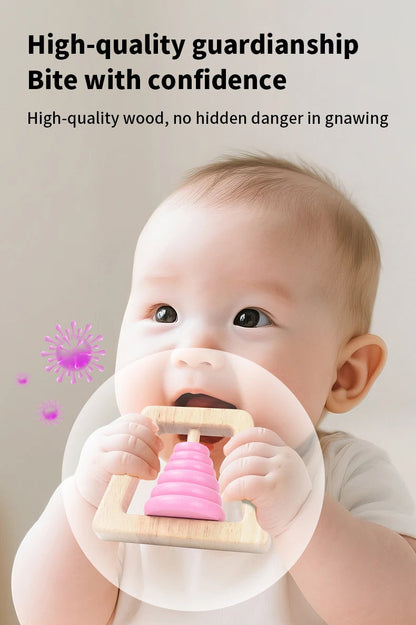 Montessori Wooden Toys Colorful Baby Rattle Set Safe Food Grade Wood Rattle Soother Bracelet Set Toddler Toy Bell Gift Good Vibrations