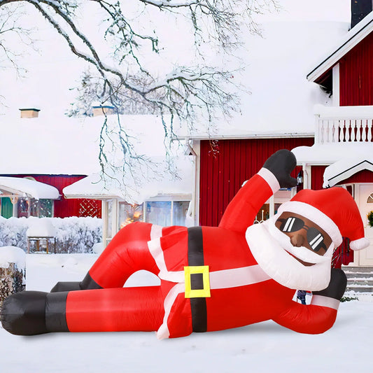 10FT Giant Christmas Inflatable Black Santa Christmas Outdoor Inflatables, Christmas Blow Up Yard Decorations for Xmas Garden Good Vibrations