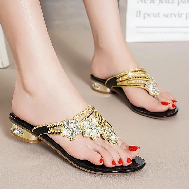 HOVINGE Summer Shoes Elegant Open Toe Summer Slides Female Outdoor Shoes High Quality Ladies Fashion Sandals Evening Flip Flop Good Vibrations