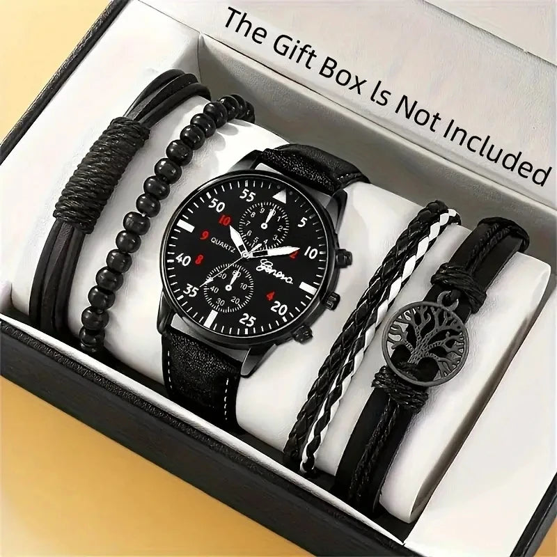 New Hip Hop Mens Fashion Watches Luxury Male Clock Wristwatch Sport MensWrist Watch Bracelet Set Relogio Masculino Good Vibrations