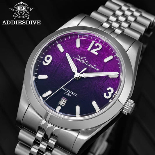 ADDIESDIVE 2026 New Men's Automatic Mechanical Watch 100m Waterproof Sapphire Crystal Calendar Super Luminous Dive Male Watches Good Vibrations