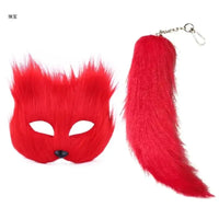 Faux Furs Foxes Tail Cats Mask Therian Mask and Tail Halloween Cosplays Party GOOD Vibrations