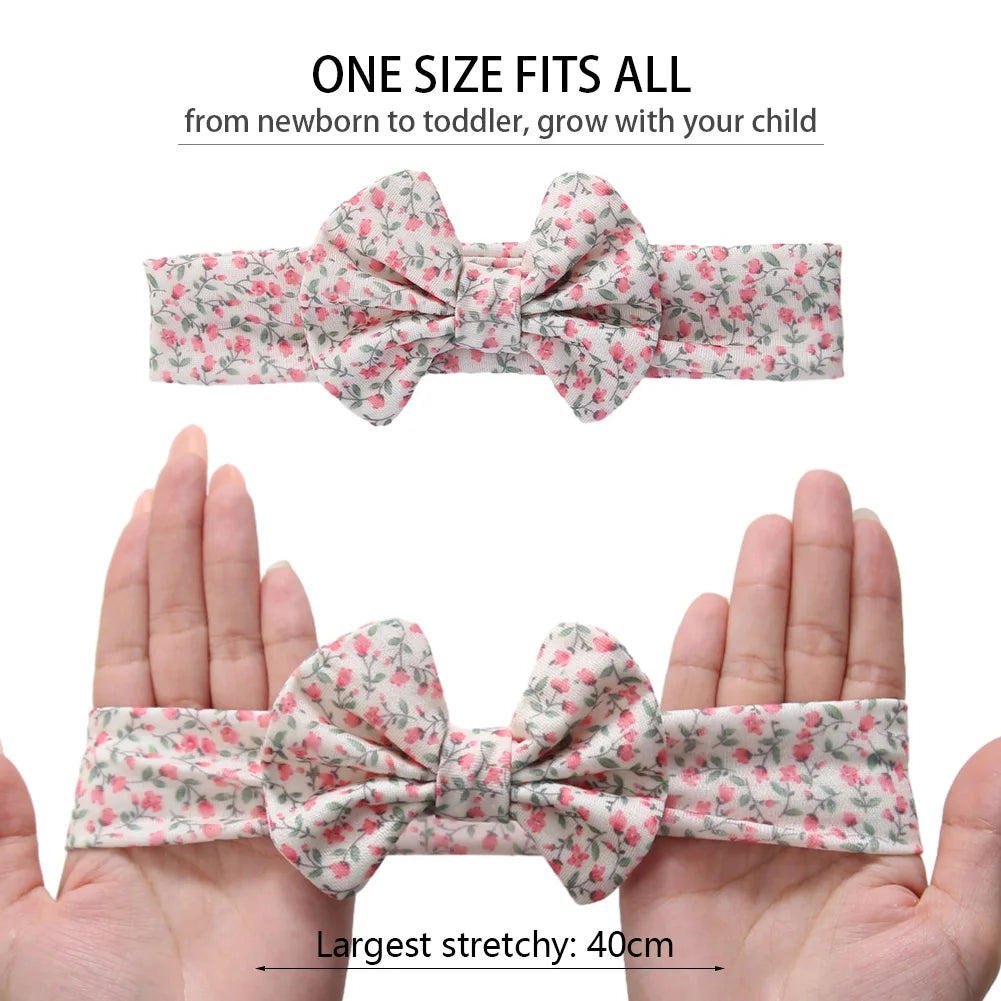 3Pcs/Set Cute Cotton Bows Baby Headbands Newborn Infant Ealstic Hairbands Boys Girsl Dot Striped Flower Print Kids Headwraps Good Vibrations