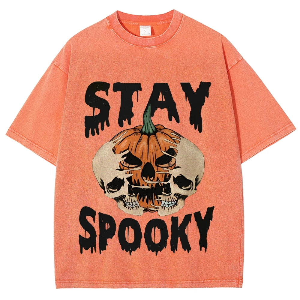 Neutral Style Retro Outfit T-Shirt Pure Cotton High Quality Pumpkin Letter Graphic Printing Fashion Trend Loose Short Sleeves Good Vibrations