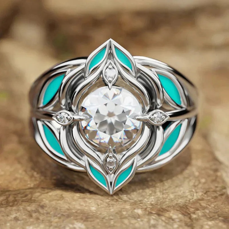 2026 Aesthetic Enamel Flower Finger Ring for Women Wedding Party New 2026  Silver Color Luxury Cubic Zirconia Jewelry Gift Good Vibrations