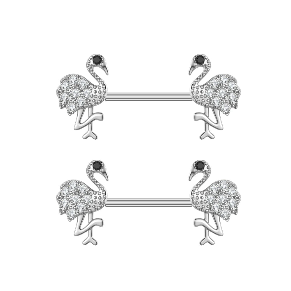 2pcs Both Sides Screwed Heart Nipple Ring for Women Girls 14G Stainless Blue Pink Zircon Sexy Nipple piercing nombril Nipple Bar Good Vibrations