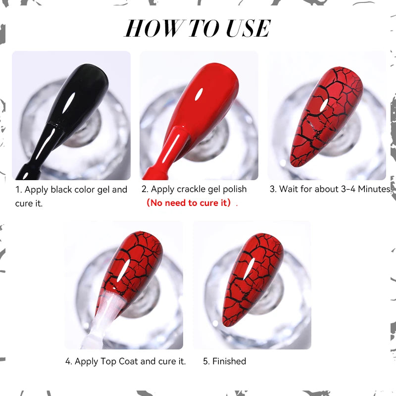 LILYCUTE 7ml Crackle Gel Nail Polish Quick Dry Marble Cracking Effect Gel Semi Permanent Soak Off Nail Art Varnish Manicure Good Vibrations