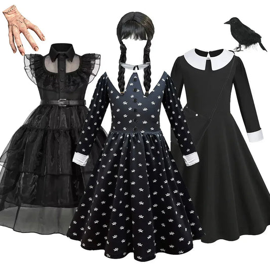 Halloween Costume For Girls Adams Cosplay Black Dress Costumes Gothic Dresses Children Clothes Party Good Vibrations