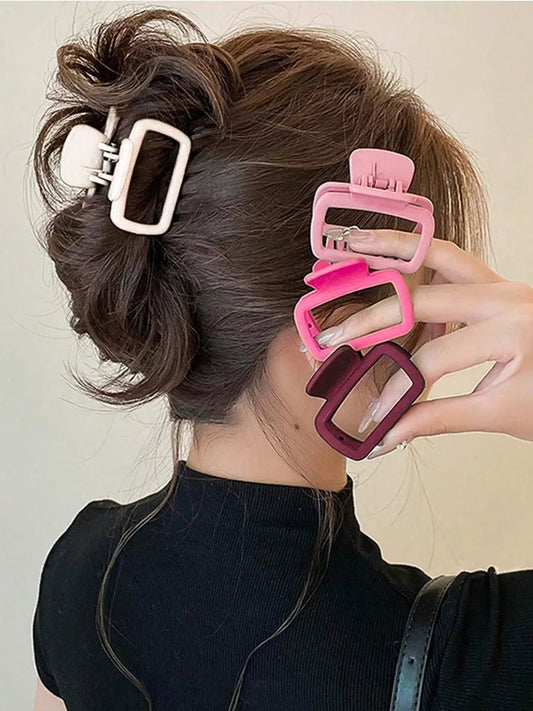 4pcs Women's Square Lightweight Hair Claw Clip Fashionable Elegant Hair Accessory Clip Suitable Hair Styling Makeup Good Vibrations