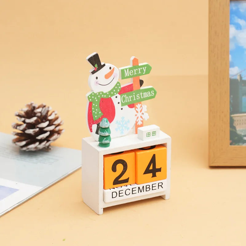Christmas Gifts Wooden Calendar Tabletop Ornaments Santa Claus Christmas Tree Decorations Home Decoration Accessories Good Vibrations