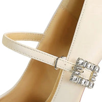 Women 9.5cm High Heels Lady Fashionable Rhinestone Pumps Female Pointed Toe Stiletto Heel Silk Comfortable Evening Shoes Good Vibrations