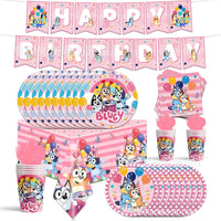 Bluey Theme Birthday Party Decorations Celebration Party Balloons Disposable Tableware Cup Plate Baby Shower Kid Party Set Good Vibrations
