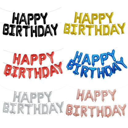 Happy Birthday Balloons Blue Golden Red Pink Black Foil Balloons Boys Girls Birthday Party Decoration Supplies Hanging Decor Good Vibrations
