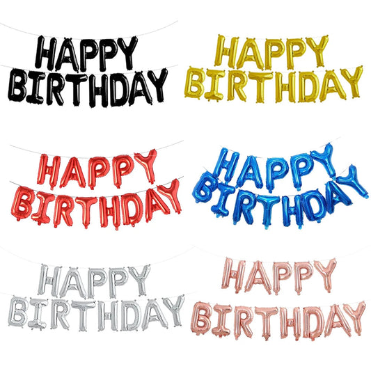 Happy Birthday Balloons Blue Golden Red Pink Black Foil Balloons Boys Girls Birthday Party Decoration Supplies Hanging Decor Good Vibrations