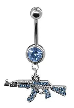 Belly Button rings Gun Dangle navel Ring clear Gem belly button Ring Body piercing Jewelry belly piercing for women Good Vibrations Adult Super Store