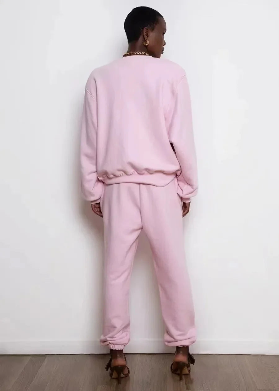 cotton jogging set women long sleeve sweatshirt Relaxed fit SWEATPANTS autumn winter relaxed fit 2 piece sets womens outfits Good Vibrations