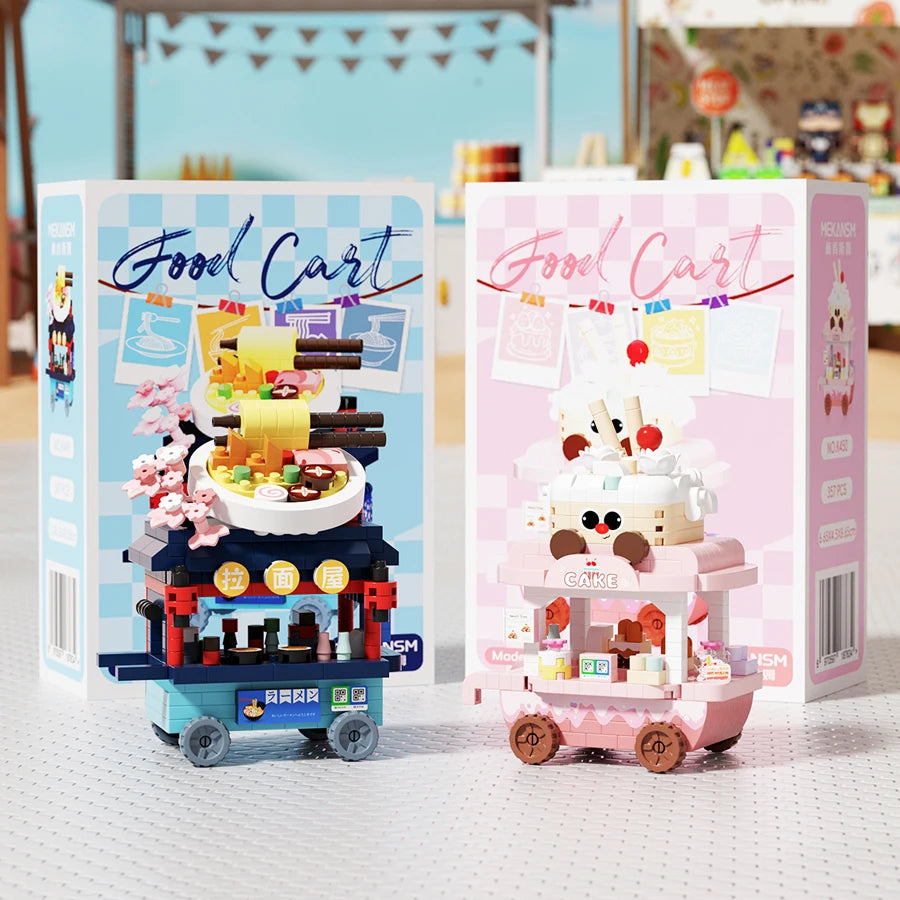 Mini Food Cart Street View Building Blocks Micro Particle DIY Handmade Toys For Kids Creative Gifts Sets Good Vibrations