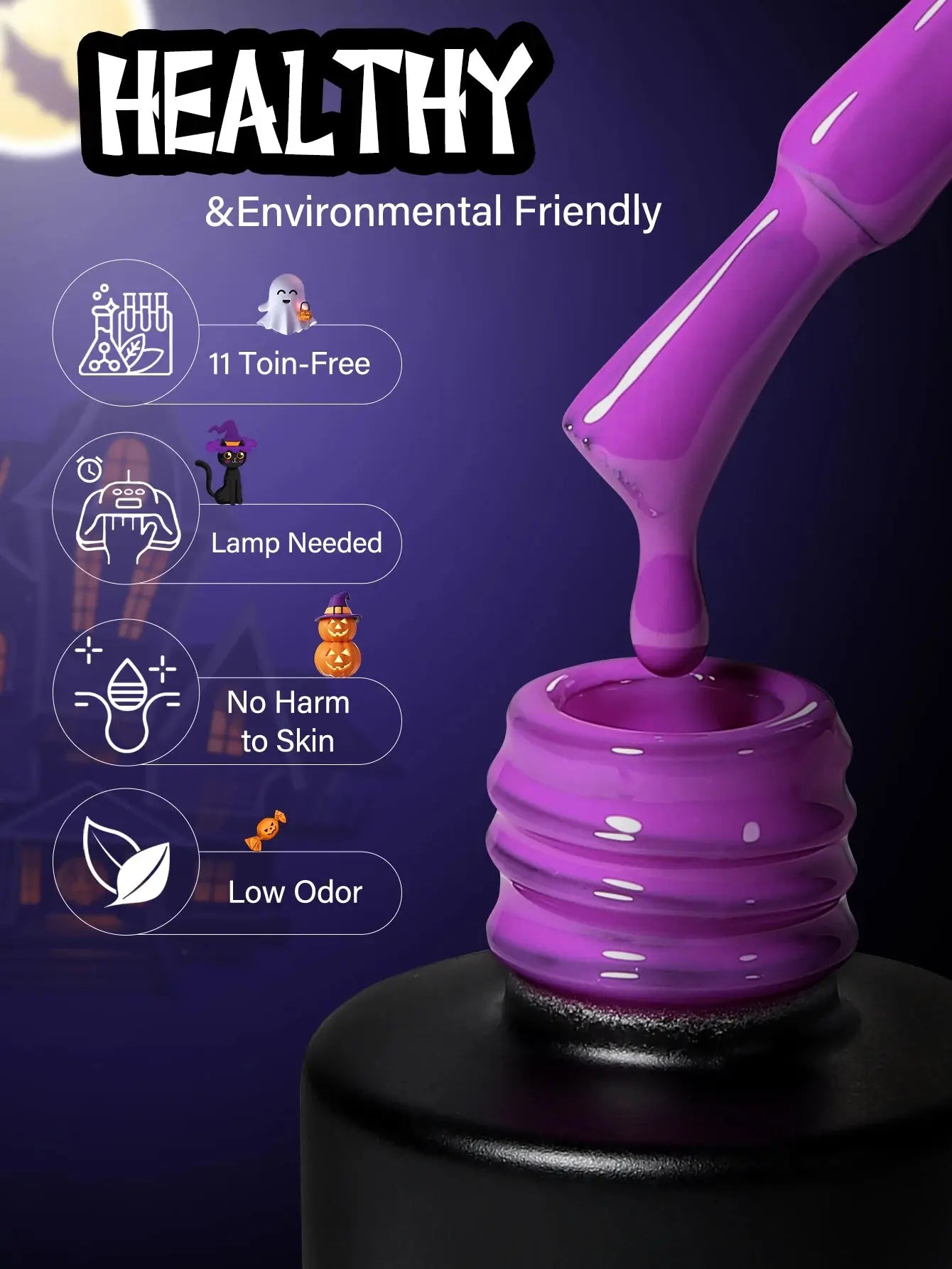 6 Colors Halloween Orange PINK Black Gel Nail Polish Set Black White Nail Gel Kit Soak Off UV LED Minicure DIY for Party Good Vibrations