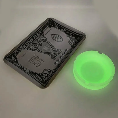 Herb Tinplate Plate with Rolling Tray 180X125MM Silicone Soft Round Ashtray Ash Tray Cigarette Holder Smoking Accessories GOOD Vibrations Adult Super Store