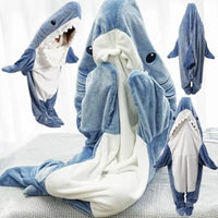 Shark Cosplay Onesie Pajamas  Flannel Loose Couple Adult Camping Sleeping Bag Wearable Blanket Funny Gifts Pajama Party Costume Good Vibrations