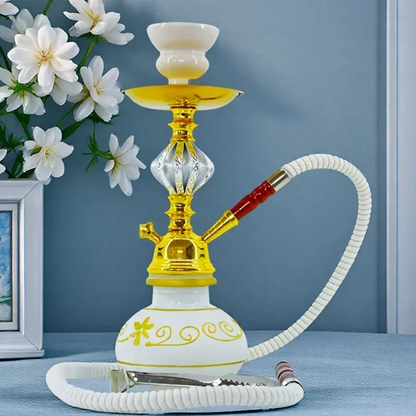 Black Blue Green Red White Yellow,10.6in\27cm Small,Single\Double Hose 1\2,Bar Shisha Full Set Luxury Smoking Pipe Hookah Set Good Vibrations