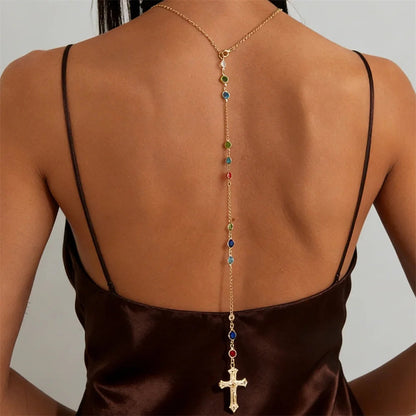 Simple Cross Pendant Colorful Chain Tassel Back Body Chain for Women 2026 Fashion Holiday Jewelry Good Vibrations