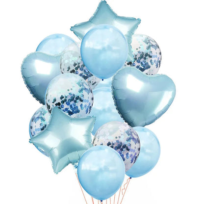 14pcs Rose Gold Mix Star Heart Confetti Latex Balloons Birthday Party Decorations Kids Adult Wedding Anniversary Globos Supplies Good Vibrations