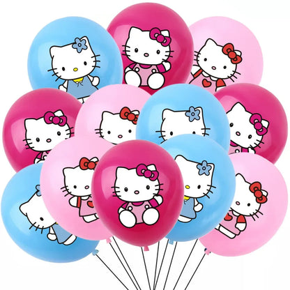 Hello Kitty Theme Girls Birthday Party Disposable Tableware Paper Cup Plate Balloon Kids Favors KT Balloon Party Decor Supplies Good Vibrations