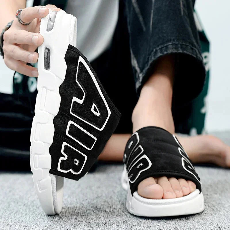 Men Air Cushion Design Slide Man Summer PVC Soft Non-slip Men's Sports Slippers New Slippers for Men Flip Flops Chanclas Hombre Good Vibrations