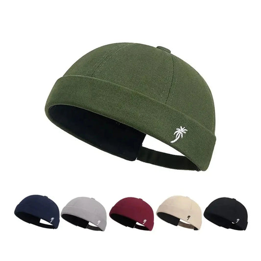 Beanie Hats Men Women Spring Autumn Landlord Hat Streetwear Hip Hop Brimless Hat Embroidered Coconut Tree Docker Cap Wholesale Good Vibrations