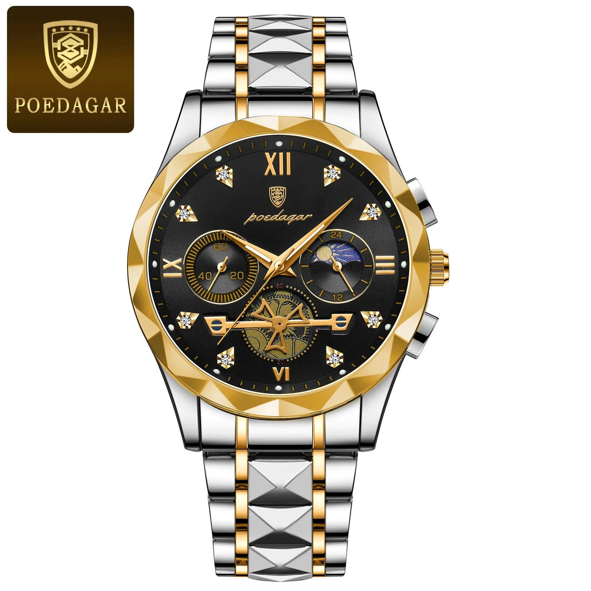 POEDAGAR Luxury Man Wristwatch Chronograph Waterproof Luminous Men Watch Stainless Steel High Quality Sport Men's Quartz Watches Good Vibrations