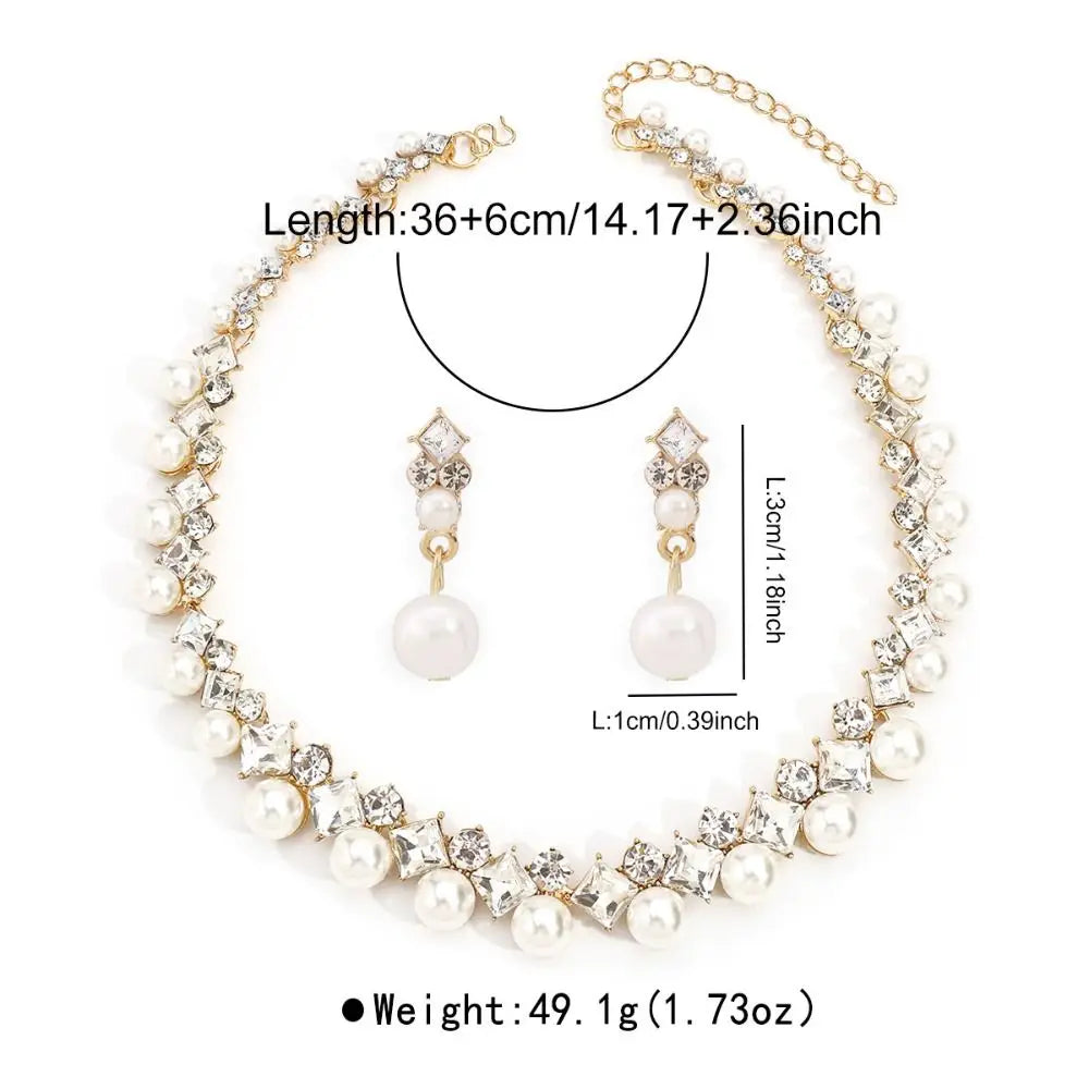 Graceful Sparkling Pearl Jewelry Set Elegant Exquisite Pearl Necklace Women Jewelry Multi-layer Pearl Dangle Earrings Party Good Vibrations Adult Super Store