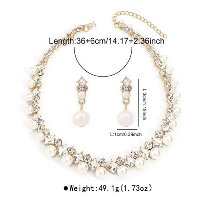 Graceful Sparkling Pearl Jewelry Set Elegant Exquisite Pearl Necklace Women Jewelry Multi-layer Pearl Dangle Earrings Party Good Vibrations Adult Super Store