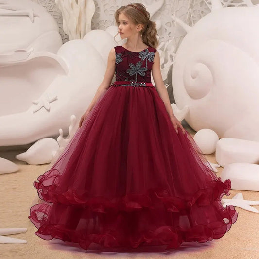 Elegant Bridesmaids Flower Party Girls Dress Embroidery Birthday Wedding Princess Dresses For Girls School Evening Prom Costumes Good Vibrations