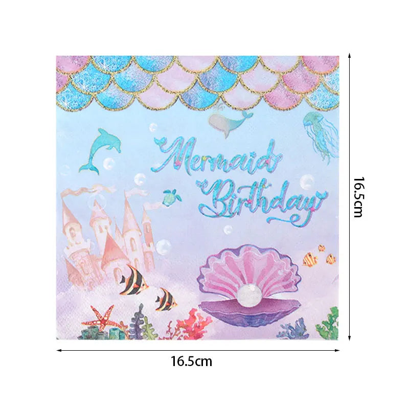 Mermaid Party Decorations Supplies Mermaid Disposable Plates Cup Napkins Set for Girls Baby Shower Mermaids Princess Birthday Good Vibrations