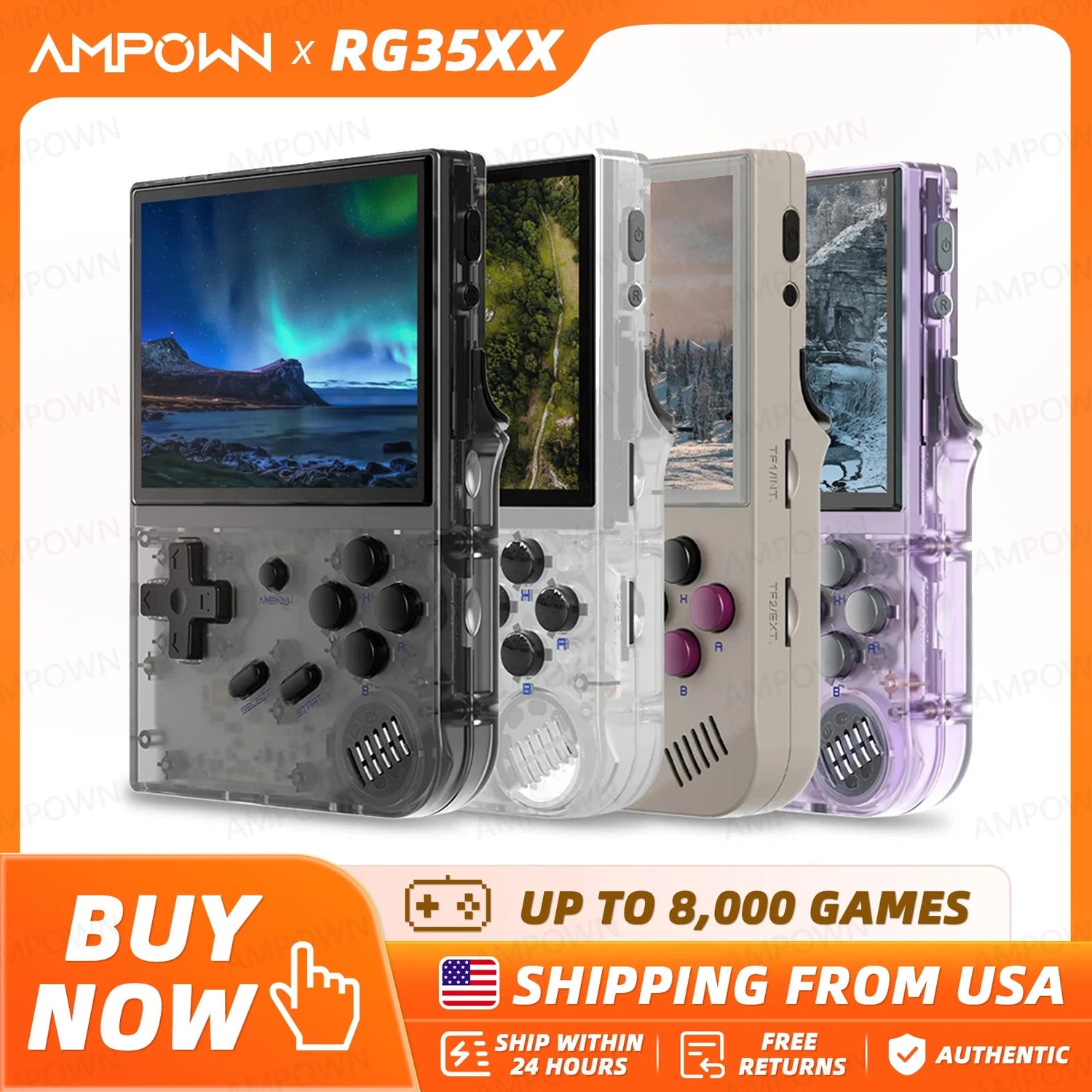 ANBERNIC RG35XX Handheld Game Console H700 Processor 3.5'' IPS Screen Linux System Retro Portable Video Console 2024 New Model Good Vibrations