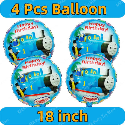 Thomas Birthday Decorations Cartoon Train Balloons Paper Tableware Stickers Backdrop For Kids Boy Girl Party Supplies Toy Gifts Good Vibrations