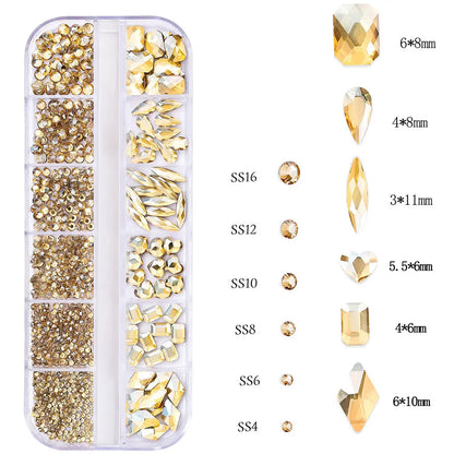 12grids Half Round Pearls Beads 3D Nail Charms 1.5/2/2.5/3/4/5mm White Flatback Pearls Nail Jewelry Nail Craft Pearl Rhinestones Good Vibrations