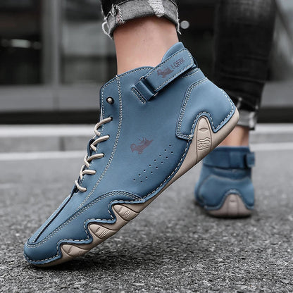 Boots for Men Casual High Top Sneakers Soft Sole Fashion Mens Slip-On Leather Driving Walking Shoes Comfort Luxury Ankle Boots Good Vibrations