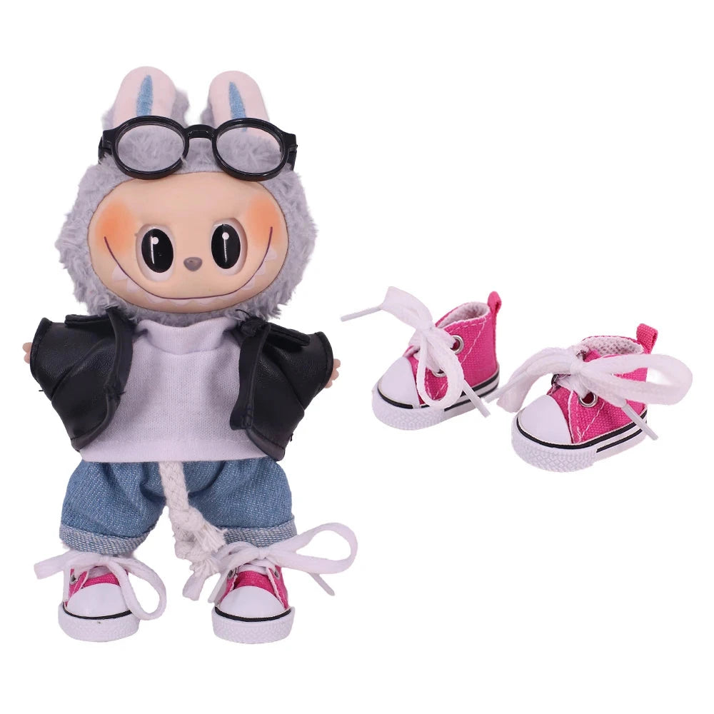 3.8cm Doll Shoes For labubu 17cm Plush Doll Clothes Accessories Girl's Toys ,Christmas Festival Birthday Gift Good Vibrations
