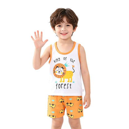 Summer Children Sets Kids Clothes Boys Girls Vest Suit Children's Clothing baby Cotton T-Shirts Shorts Tank Top Sleeveless 0-7T Good Vibrations